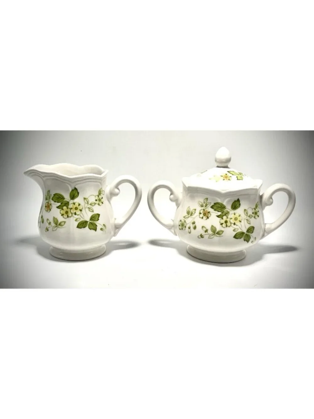 Vintage Sears Petite Flora Cream Sugar Set 70s Kitchen Decor Bowl w/ Lid MCM